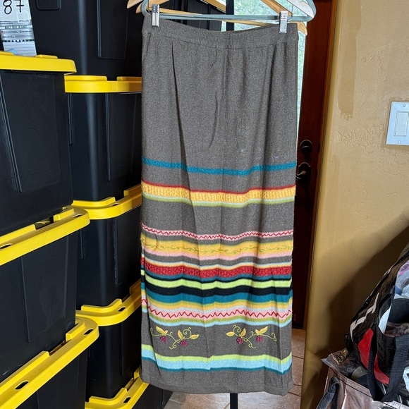 Double D Ranch Linen Blend Multicolor Striped Maxi Pencil Skirt Size Large - Picture 2 of 9